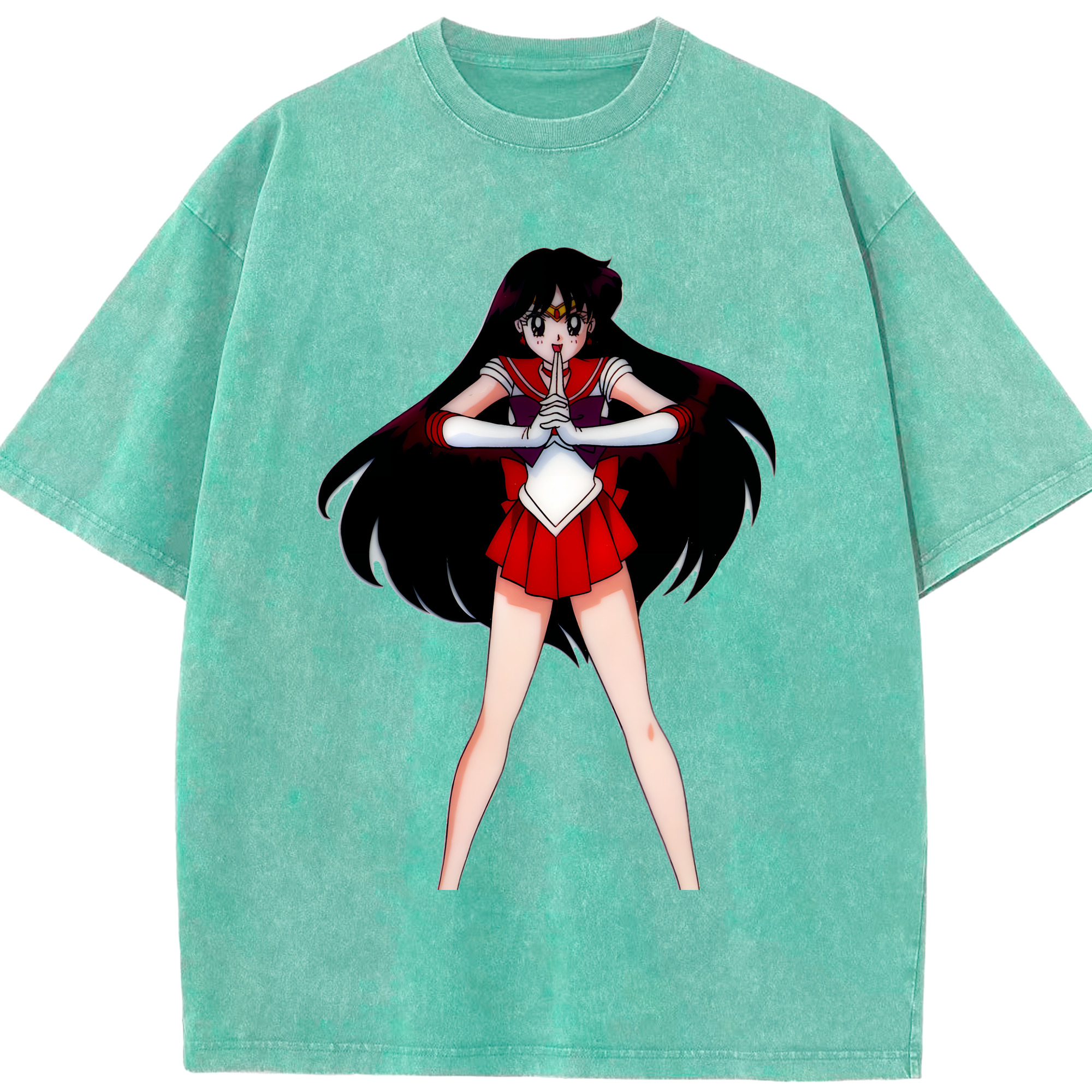 （画像用） 美少女戦士セーラームーン 火野レイ ひの レイ Sailor Moon Hino Rei （セーラーマーズ,Sailor Mars） 綿100% ヴィンテージ風 半袖Tシャツ（フロントプリント）